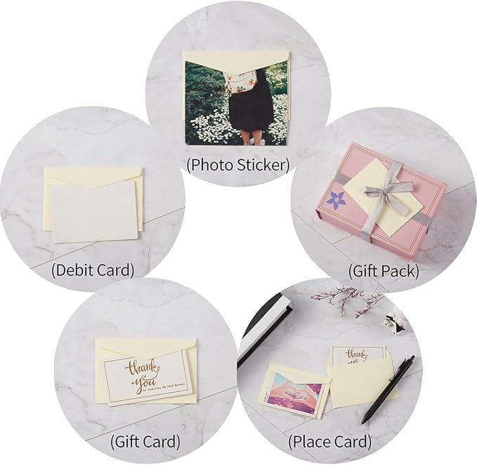 120 Pack Kraft Mini Envelopes Small Envelopes Self-Adhesive Tiny Pockets for Business Cards Christmas Holiday Small Gift Cards Invitations Cards(4.13"×2.76") (Cream Color)