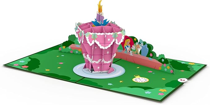 Lovepop Happy Birthday Pop-Up Card for Her and Him- 3D Disney Birthday Greeting Cards for Boys, Girls, Men, Women - Merry Unbirthday - 5" x 7" Alice in Wonderland - Blank Note Card & Envelope Included