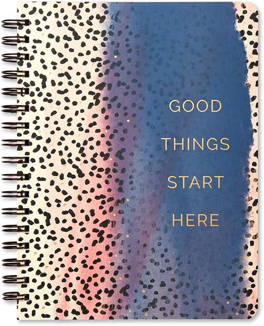 Compendium Spiral Notebook - Good Things Start Here — A Designer Spiral Notebook with 192 Lined Pages, College Ruled, 7.25”W x 9.25”H