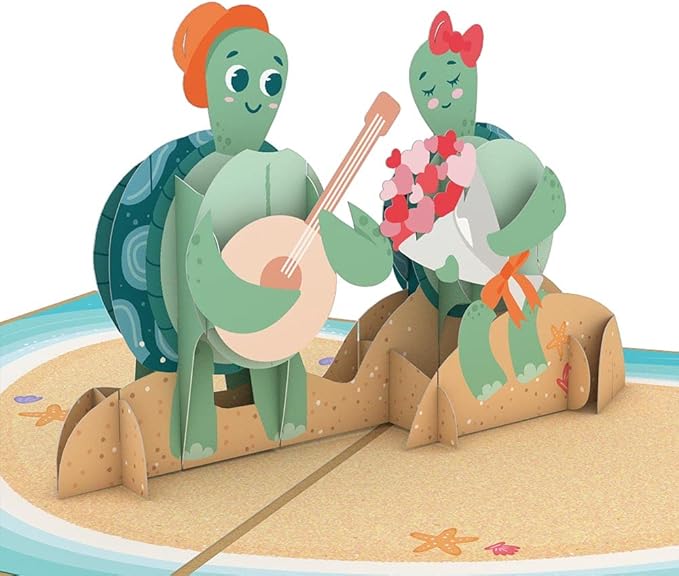 Lovepop Everyday Pop-Up Card for Her, Him, Girls, Boys - 3D Love Greeting Cards - Turtley in Love - 5" x 7" - Blank Note Card & Envelope Included