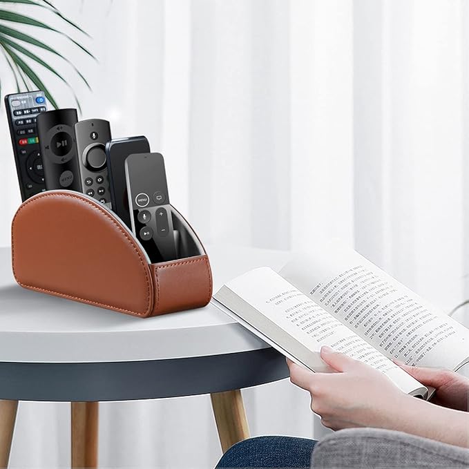 Remote Control Holder - 5 Compartment Nightstand TV Remote Caddy Organizer for DVD, Media, Blu-Ray, Heater Controllers, Mobile Phone, Glasses and Office Supplies Storage Box