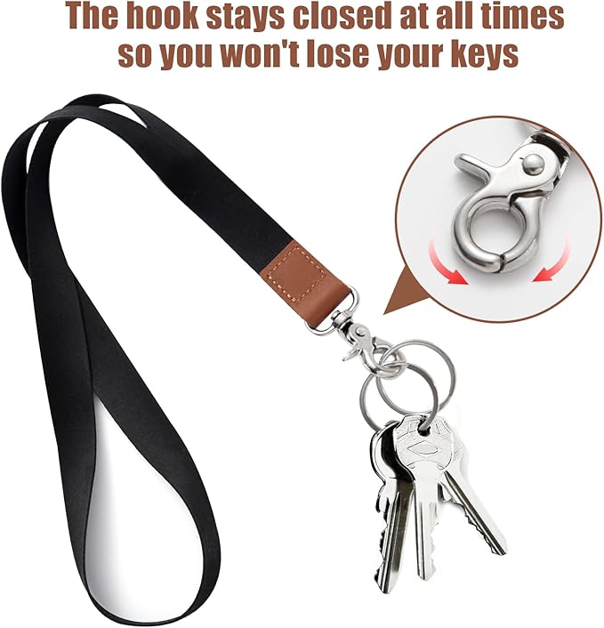 XCHIN Lanyards for Keys, Black Keychain Long Lanyard for Women Men, Cute Neck Lanyard for ID Badges Wallet