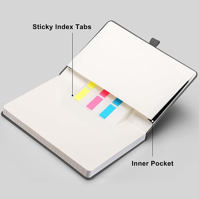 RETTACY Graph Paper Notebook, A5 Grid Notebook Journal with 192 Pages, 5.7'' × 8.3'', Medium Size, Leather Hardcover, 100 GSM Thick Paper, for Students, Homework, Math, Engineering (Gray)