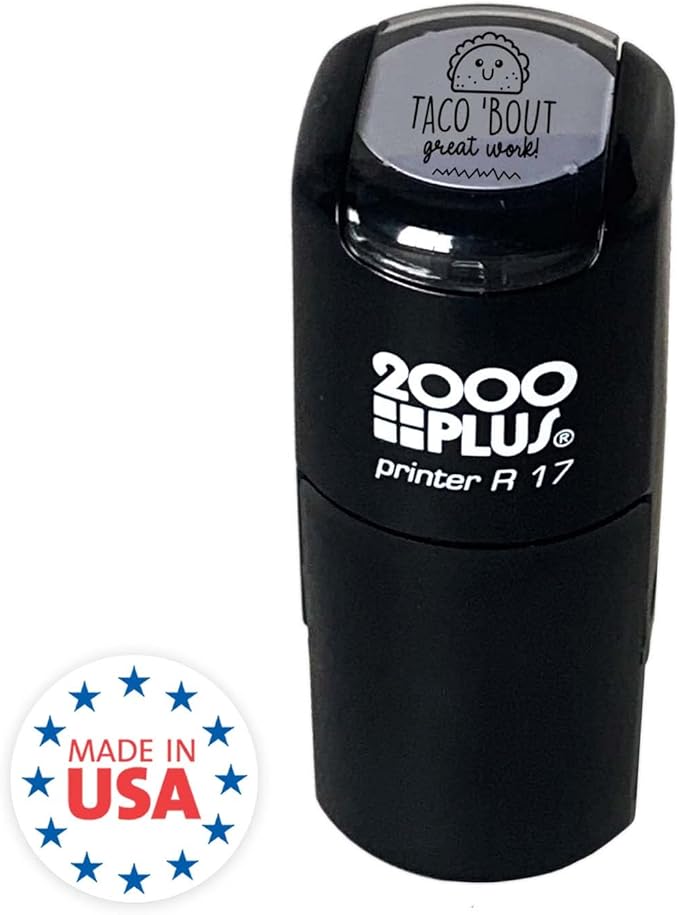 Taco Bout Great Work Stamp / 2000 Plus Self Inking Teacher Stamper / 9/16" Small Black Imprint Taco Pun Planner Worksheet School Homework Classroom Stamp
