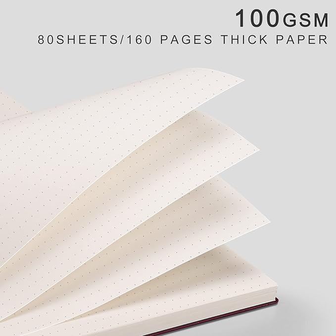 EMSHOI Dotted Journal Spiral Notebook 7.48" x 10.15" - 2 Pack 320 Pages 100gsm Thick Paper, B5 Dot Grid Notebook, Plastic Hardcover Journals for Writing Drawing Women Men Work School Supplies
