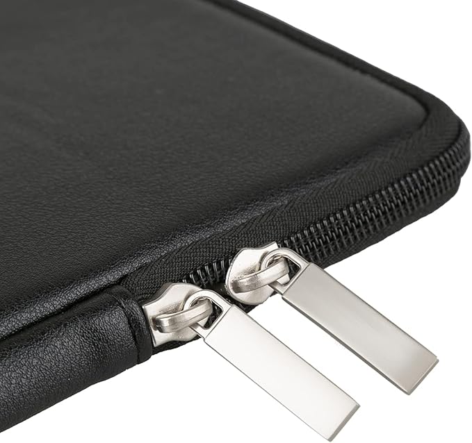 RAINYEAR 11 Inch Laptop Sleeve Soft PU Leather Case Protective Water Resistant Zipper Cover Padded Carrying Bag Compatible with 11.6'' MacBook Air Surface for 11" Chromebook Notebook Computer (Black)