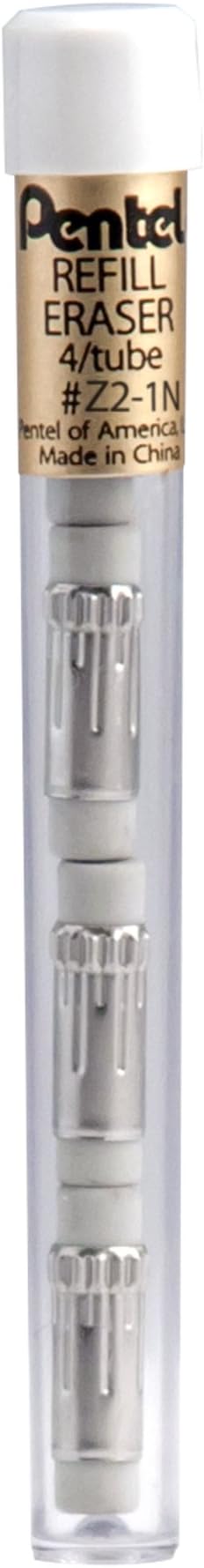 Pentel Refill Eraser for Mechanical Pencils, White, 12 Tubes, 4 Erasers Per Tube (Z2-1N)