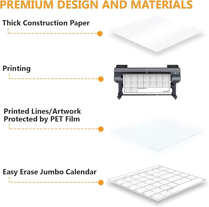 Dry Erase Laminated Super Jumbo Calendar 58"x42" white