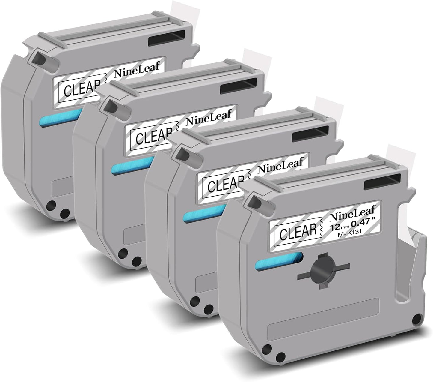 NineLeaf 4 Pack Compatible for Brother P-Touch M Tape M-K131 M-K131S MK131 M131 12mm 0.47'' Black on Clear Label Tape for PT-70BBVP PT-70BMH PT-70HK PT-70HOL PT-70HOT Label Maker