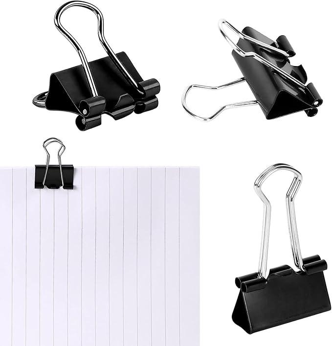 SANNIX 150 PCS Mini Binder Clips, 5/8 inch 15mm Binder Clips Black Paper Clamps Micro Size for Office Home School
