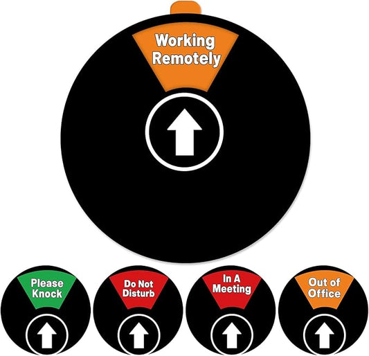 Out Of Office Sign for Door, 5 Options Status Private Sign, In a Meeting, Do Not Disturb, Working Remotely, In Out Sign Available and Away
