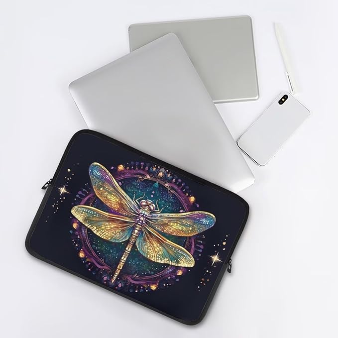 Dragonfly Printed Computer Bags for Laptops for Women, Large Capacity Computer Carrying Cover Laptop Briefcase, 17 Inch Water Resistant Laptop Case Portable Computer Case Bag