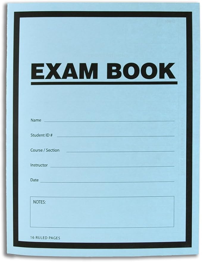 BookFactory Exam Blue Book/Blue Exam Book/Blue Test Book (25 Book Pack) (Ruled Format - 8.5" x 11" - 16 Numbered Pages) Saddle Stitched (LAB-016-7RSS (Exam Book) 25 Pack)