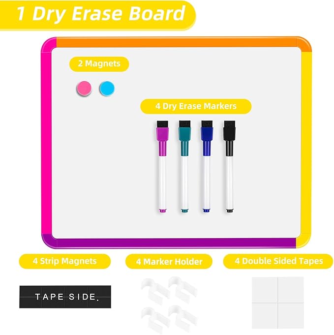 VUSIGN Small White Board Dry Erase, 11''x14'' Magnetic Dry Erase Board, Mini Whiteboard with Markers for Kids, Students, Fridge, Wall, Locker