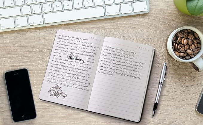 Lined Refill Paper for Hardcover Leather Notebook, A5 Refill Page for Refillable Notebook with Pocket, 240 Pages Notebook Paper with Ribbon Bookmark