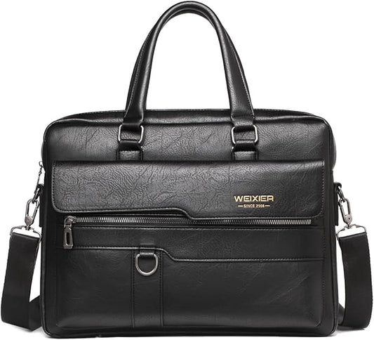 Mens Messenger Bag Leather 15.6 Inches Laptop Briefcase Large Laptop Bag Satchel Crossbody Bag