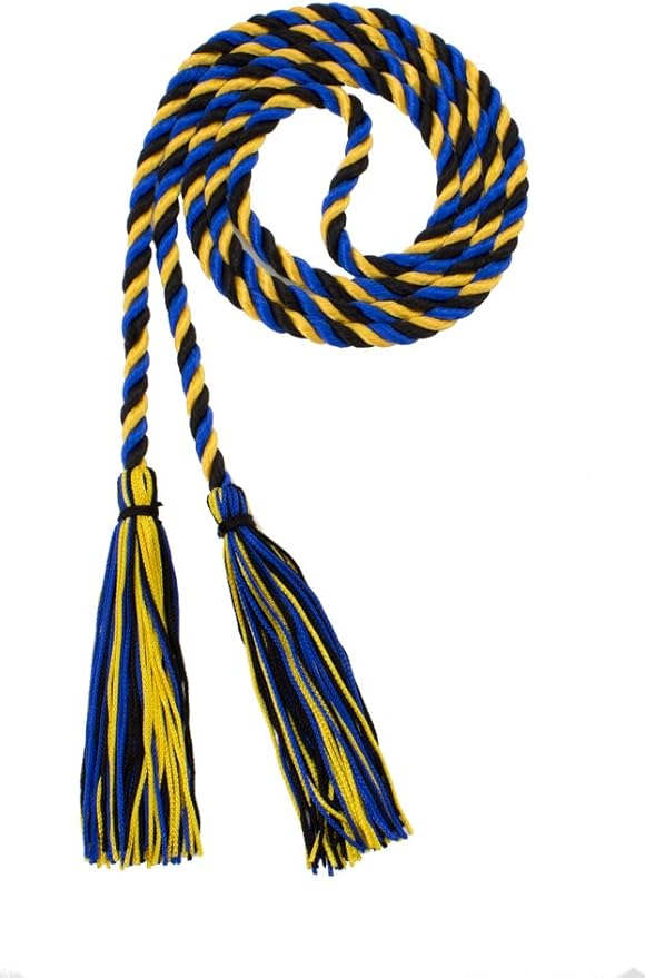 Tassel Depot Graduation Honor Cord - Black/Royal/Gold - Every School Color Available - Made in USA