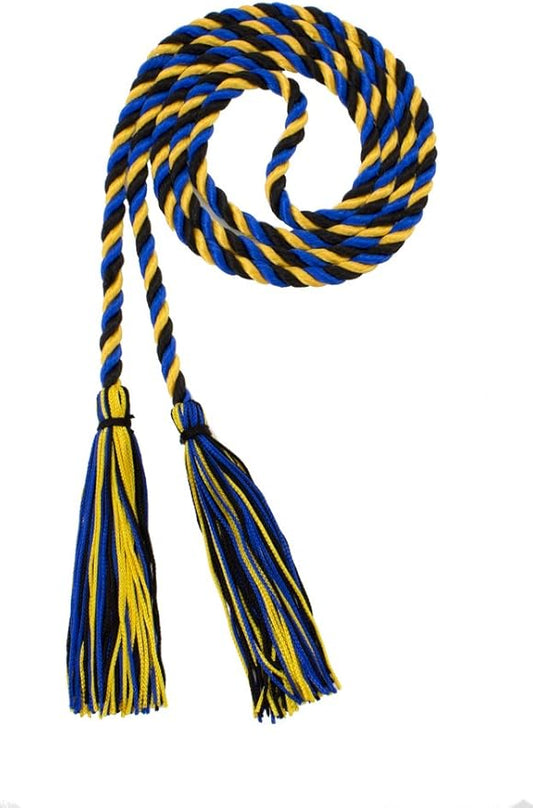 Tassel Depot Graduation Honor Cord - Black/Royal/Gold - Every School Color Available - Made in USA