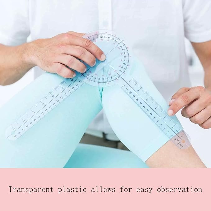 Goniometer 12 inch 360° Clear Protractor Physical Therapy, for Medical Range of Motion Measurement Angle Ruler and Protractors Bulk for Classroom