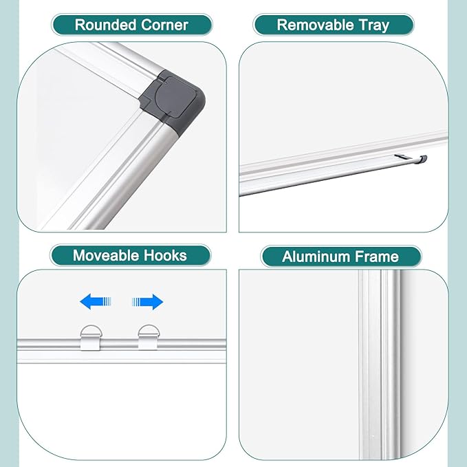 Double-Sided Magnetic White Board, 20"x30" Dry Erase Whiteboard for Wall with Aluminum Frame Presentation Board for School, Office and Home