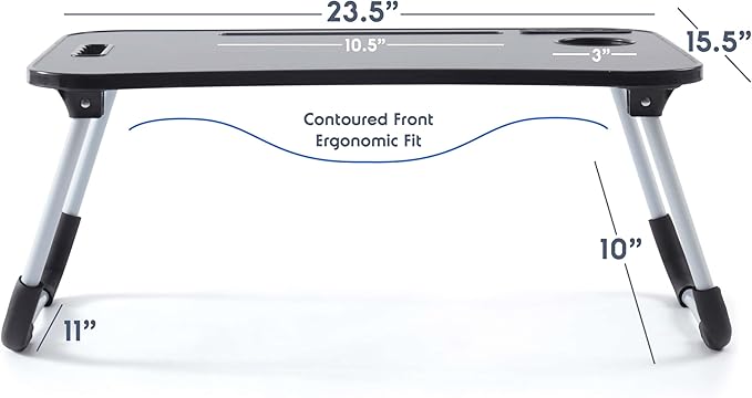 Nestl Lap Desk for Laptop - Foldable Laptop Desk for Bed and Couch, Portable and Lightweight Laptop Stand for Bed Breakfast, Working, Reading, and Writing, Lap Table with USB Ports, Large Laptop Tray