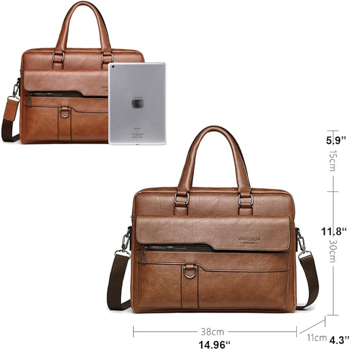 Mens Messenger Bag Leather 15.6 Inches Laptop Briefcase Large Laptop Bag Satchel Crossbody Bag