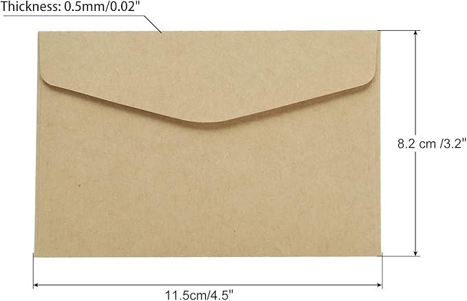 PATIKIL Mini Envelopes, 100 Pack Paper Blank Small Items Storage Business Card Holder for Greeting Note Party, Brown