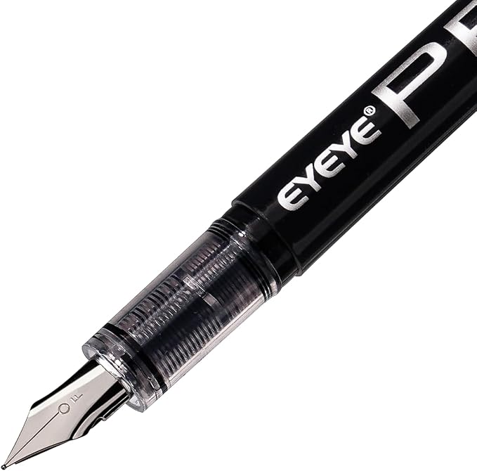 EYEYE Disposable Fountain Pens Fine Point, 8 Pack Black Calligraphy Pens for Writing, Stainless Steel Nib, Smooth Writing for Journaling, Drafting, Sketching, Doodling & Office Supplies