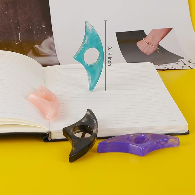 Thumb Book Page Holder for Reading 2Pack，Starry Ring Opener Bookmark，Readers Reading Finger Holder Book Lovers Gifts (Green, Purple)