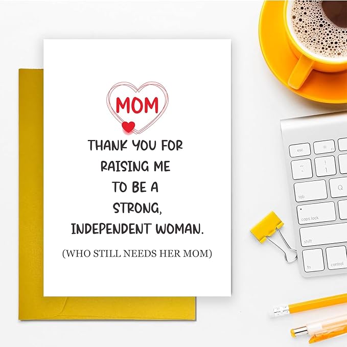 UUEFKTN Funny Mother's Day Card Gift for Women, Birthday Card From Daughter, Thank You For Raising Me To Be A Strong Independent Women