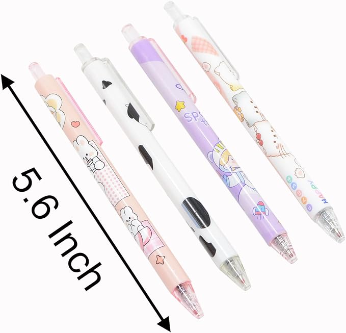 YIKANGHENG 30 Pcs Fine Point Cute Pens With a Pen Holder, 0.5mm 30 Different Random Styles Black Ink Kawaii Gel Pens for Office, Study, Gift and Home Supplies (30)