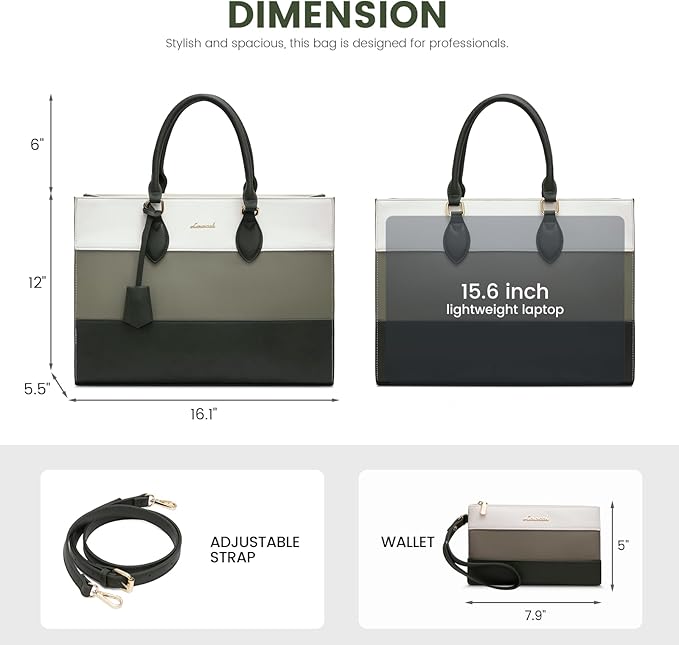 LOVEVOOK Laptop Tote Bag for Women, Work Totes Business Office Computer Briefcase with Clutch Purse