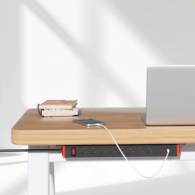 QBA 8 Outlet Heavy Duty Power Strip with USB Ports, Rack Mount Surge Protector with 360° Rotating Brackets, USB C PD 20W, Wall Mount Power Strip for Home Office Garage Workshop