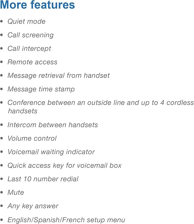 AT&T DAL75211 DECT 6.0 Cordless Home Phone with Smart Call Blocker, Bluetooth Connect to Cell, Digital Answering Machine, Full-Duplex Speakerphone, Expandable to 5 HS (White)