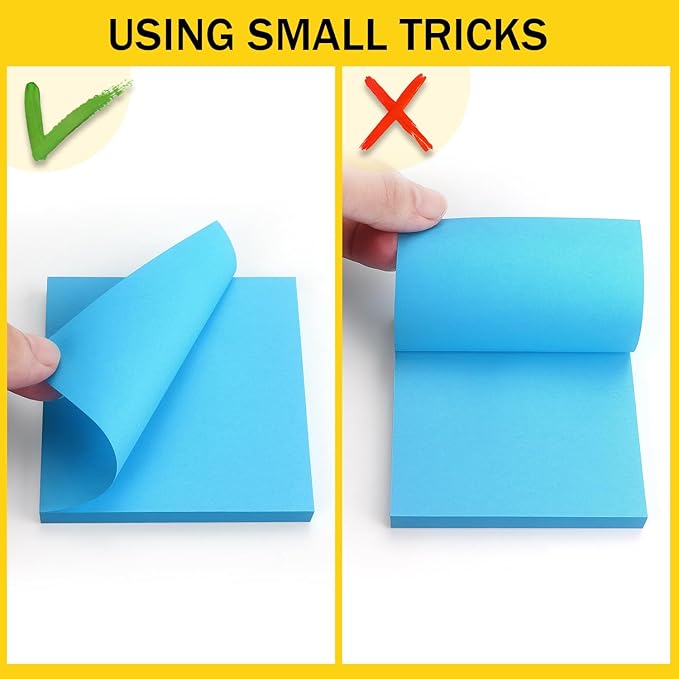Sticky Notes 3x3 Self-Stick Notes Bright Colors Sticky Notes 8 Pads 80 Sheet/Pad (Blue)