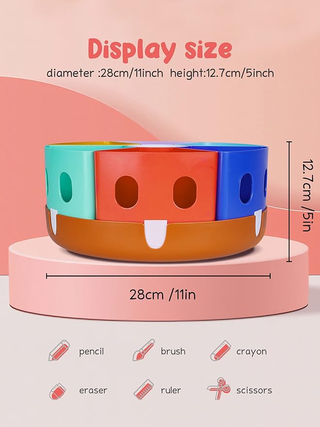 GAMENOTE Rotating Art Supplies Organizer - Lazy Susan Office School Supply for Kids Desk Organization and Storage Homeschool Craft Caddy Classroom (Large)