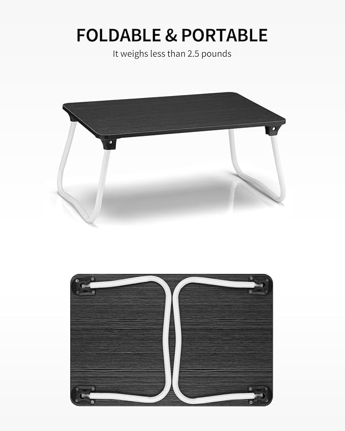Ruxury Foldable Lap Desk Laptop Stand Bed Desk Table Tray, Breakfast Serving Tray, Portable & Lightweight Mini Table, Lap Tablet Desk for Sofa Couch Floor - Black