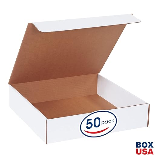 BOX USA BML13133 13"L x 13"W x 3"H, White (Pack of 50)
