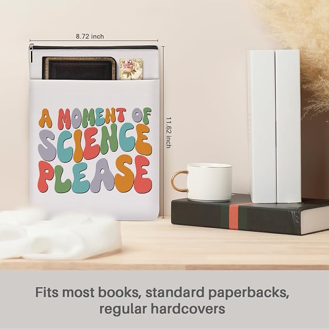 Book Themed Gifts Waterproof Book Sleeve Book Pouch Funny Reading Gifts Science Teacher Gifts for Women Readers Book Covers for Paperbacks Book Accessories Book Protector with Zipper and Front Pocket