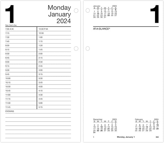 AT-A-GLANCE 2024 Daily Desk Calendar Refill, 4-1/2" x 8", Large, Loose-Leaf (E2105024)