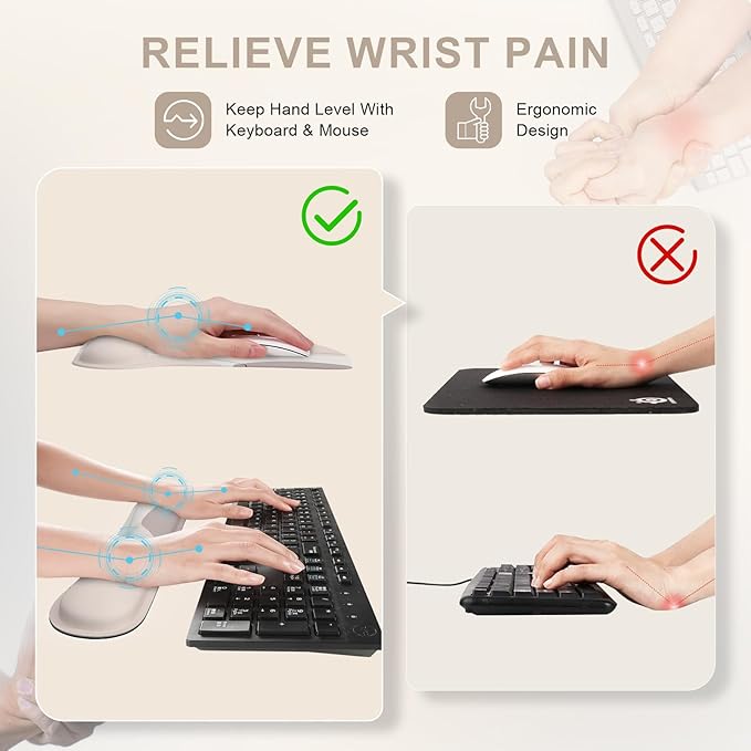 iCasso Mouse Pad with Wrist Rest, Keyboard Wrist Rest, Made of Memory Foam, Ergonomic Support, Easy Typing and Relieve Wrist Pain, Perfect for Gaming, Computer, Office, Laptop-Brown Art