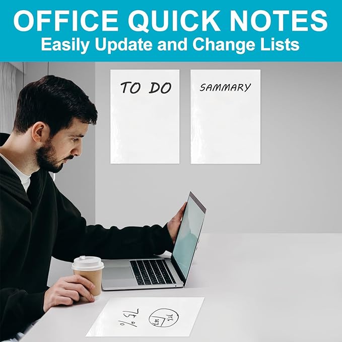 Dry Erase Board Sticker- Whiteboard Stickers-8.27''x11.69'' Removable Dry Erase Sheets- Fridge Dry Erase Paper for Wall/Desk/Refrigerator/Door/Locker/Home/Office/Classroom (White-2Pcs)