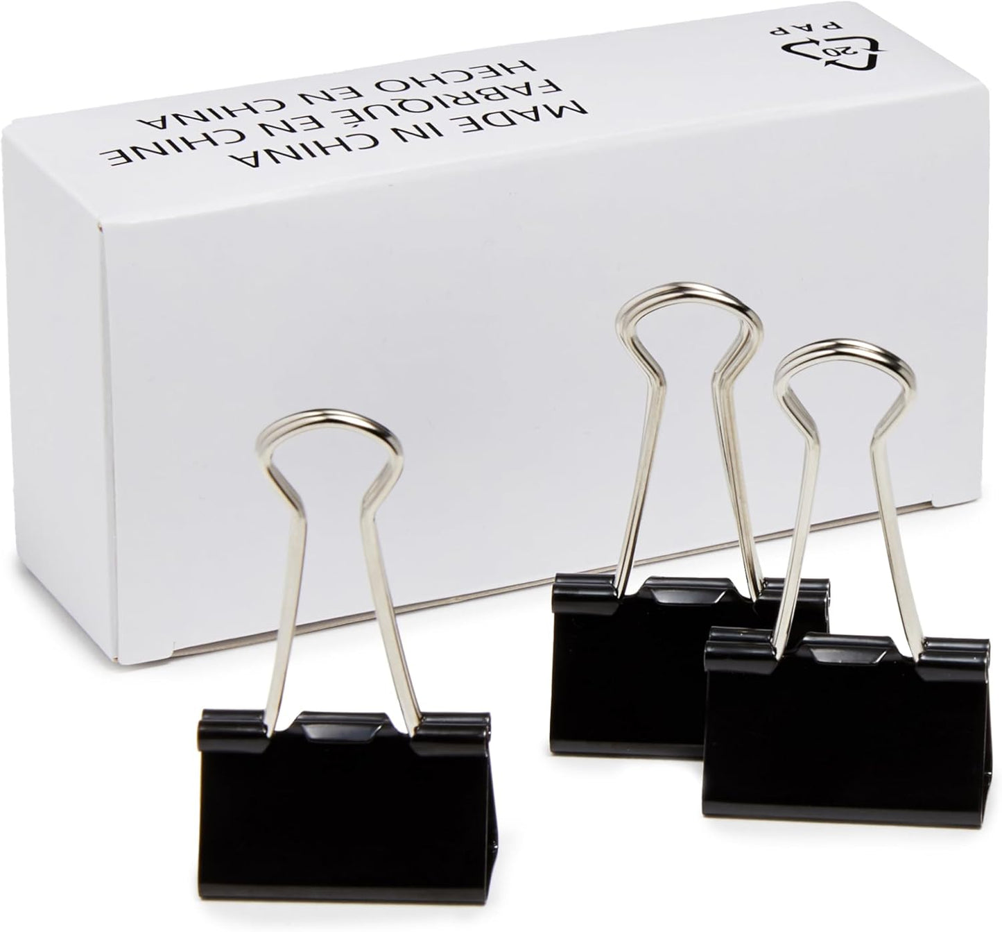 Amazon Basics Sturdy Binder Clips for Office Use, 96 Count (8 Pack of 12), Medium, 1.25 in, Black