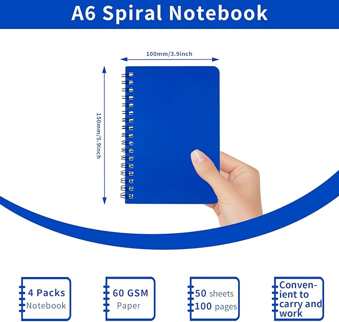 Spiral Notebook 4Pack Pocket Notebook 4.2"x 6.1" Pocket Notepad Small Notebook (4Pack Spiral Notebook)