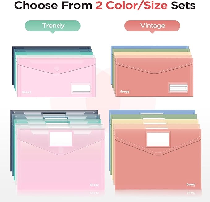 Sooez 20 Pack Reusable Envelopes, Small Pencil Pouch, Clear Pencil Case, Pencil Bags Bulk, Receipt Cash Holder, Small Plastic Envelopes, Receipt Envelope for School Office Supplies Travel Accessories