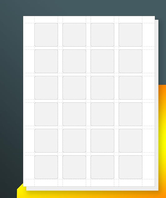 24UP 1.5" x 1.5" Square Labels for Laser & Inkjet Printers[50 Sheets,1200 Labels]