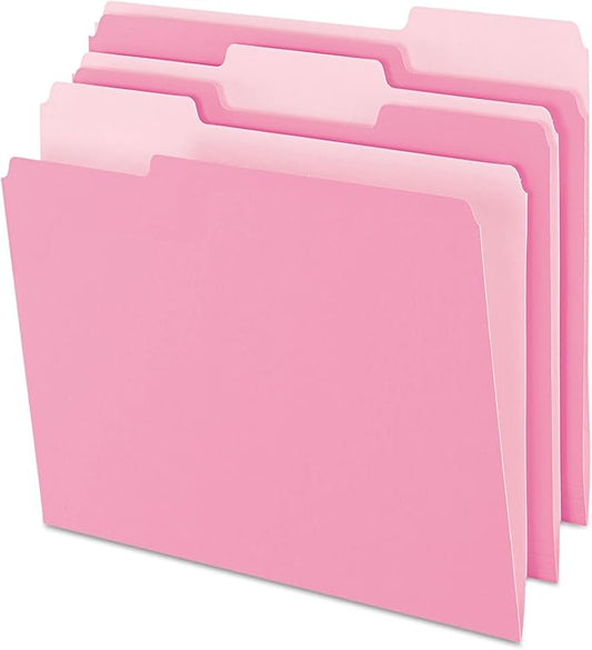 Pendaflex Two-Tone Color File Folders, Letter Size, 1/3 Cut, Pink, 100 Per box (152 1/3 PIN), 12 x 9.88 x 2.38 inches