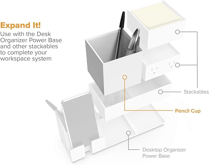 Bostitch Office Konnect Pencil Cup Desk Organizer, Pen Cup, White