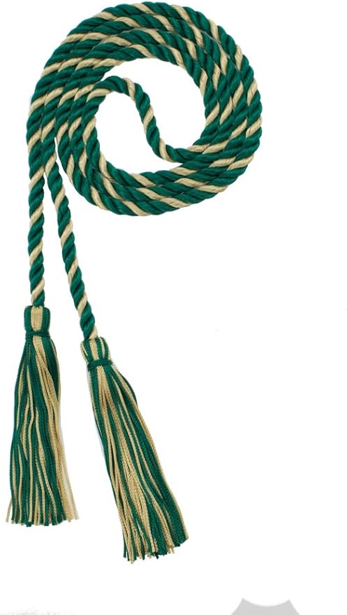 Tassel Depot Graduation Honor Cord - DK Green/OLDGOLD - Every School Color Available - Made in USA