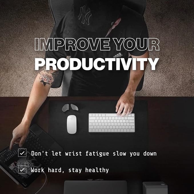 DELTAHUB Carpio 2.0 - Right-Handed Truly Ergonomic Wrist Rest for Mouse, Carpal Tunnel Support, Pain Relief, Anti-Fatigue, Easy Glide, Sleek, Office Computer, Laptop, Gaming - Small, Black